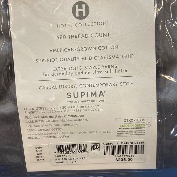 - Hotel Collection 680 Thread Count 100% Supima Cotton Extra Deep Flat She… - Picture 3 of 3
